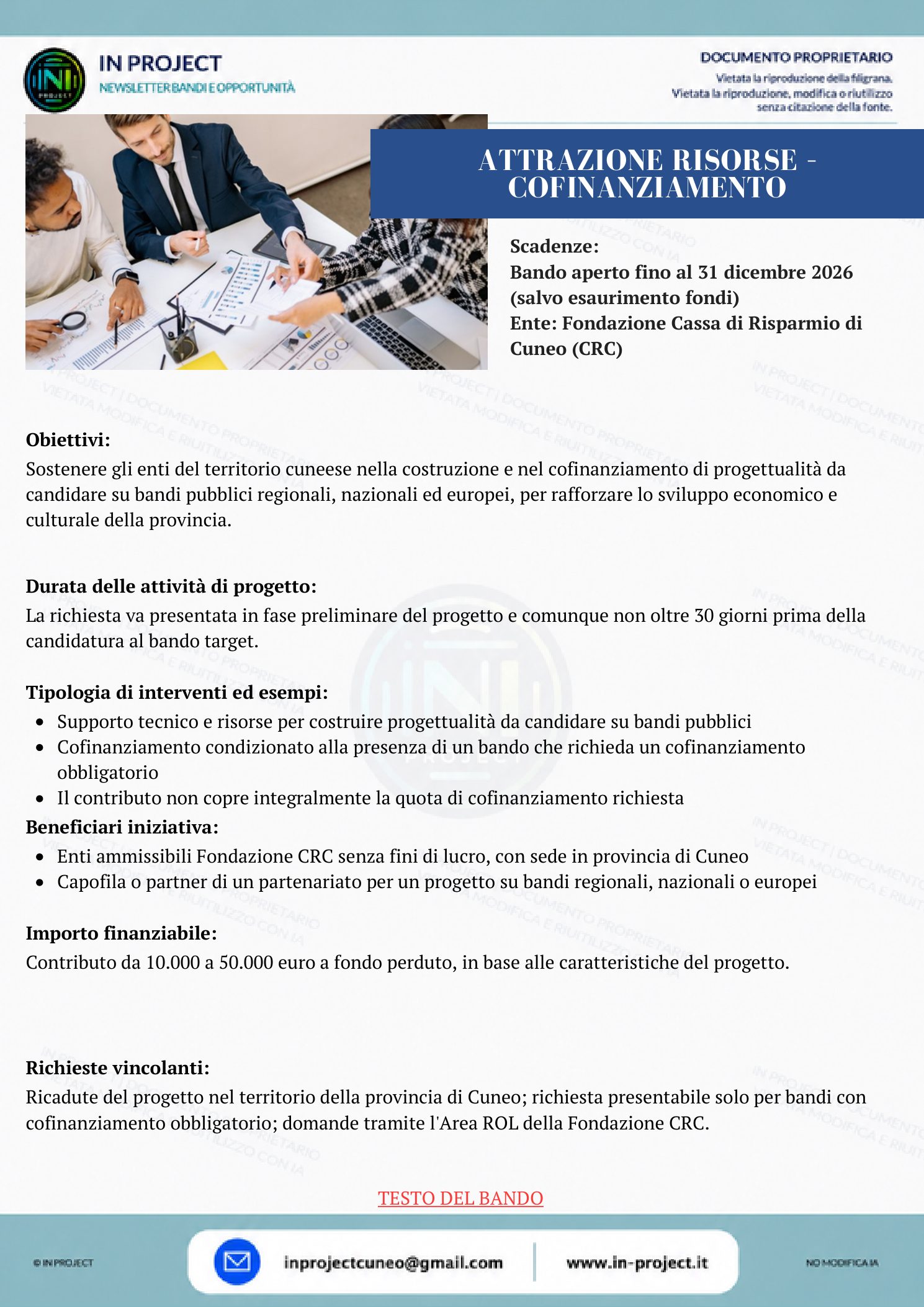 Fondazione CRC — Attrazione risorse, misura cofinanziamento (aperto fino al 31 dicembre 2026)