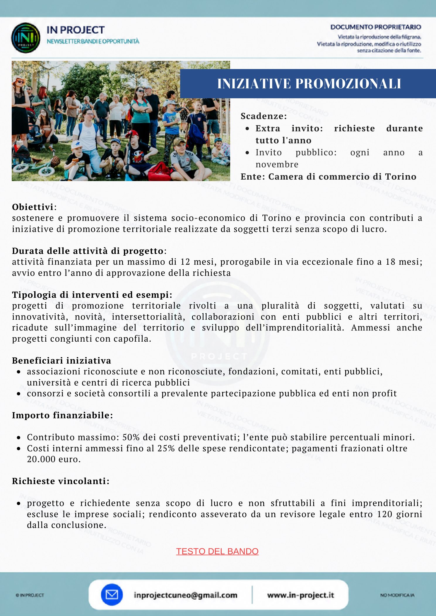 Camera di commercio di Torino — Iniziative promozionali (richieste durante tutto l'anno)