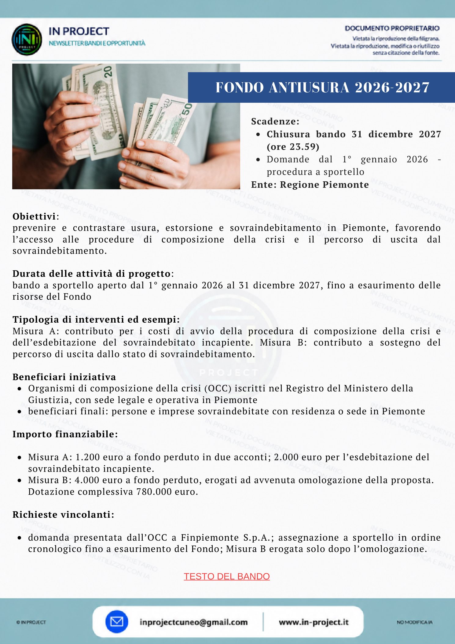 Regione Piemonte — Fondo antiusura 2026-2027 (scadenza bando 31 dicembre 2027)