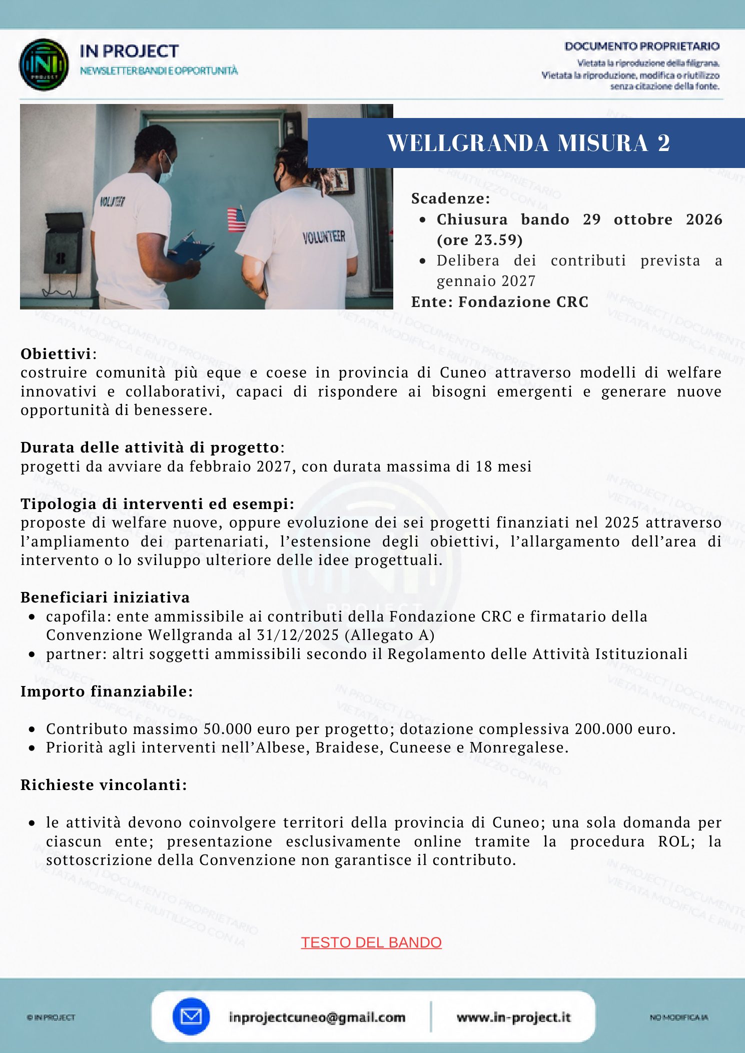 Fondazione CRC — Wellgranda Misura 2 (scadenza bando 29 ottobre 2026)