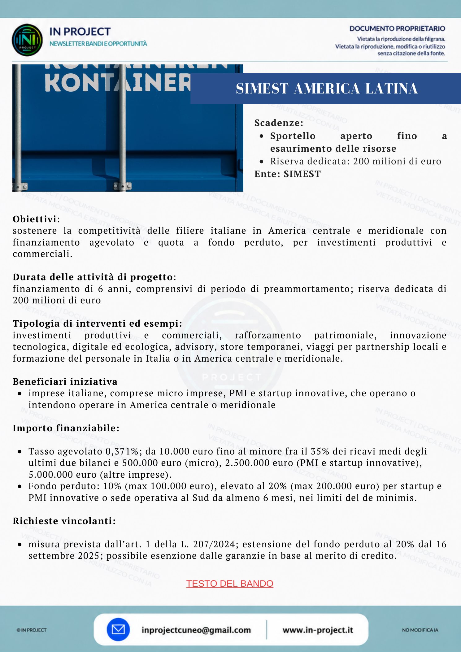 SIMEST — Competitività delle filiere italiane in America centrale e meridionale (bando a sportello senza scadenza)